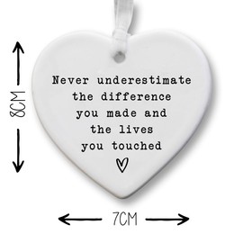 Inspirational Ceramic Heart Keepsake | Positive Quote | Thinking Of You Gift | Tough Times Support | Thank You Present | Retirement Gift