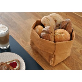Large XXL Bread Basket/Sand/Modern/Vegan Leather as Fabric Alternative/Bread Bag/Bread Basket/Fruit Basket, Foldable Roll-Up Basket/CALUTEA 21 cm Diameter