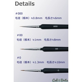 Cali&Brita Brush, Smear Holder, Set of 3, Extra Fine Plastic Model, Figure, Gunpla, Nail Art, Paint Brush, 2022 Revised Model