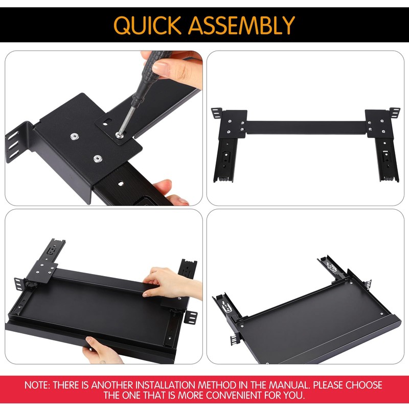 AceOrbit 1U Keyboard Tray 8" Deep, Universal 19" Rack Mount