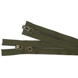 Reißverschluß Metall teilbar 2-Wege 80 cm kaki
