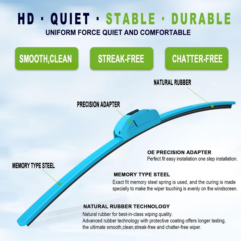 OEM QUALITY 28" + 14" PARRATI Premium All-Season Blue Windshield