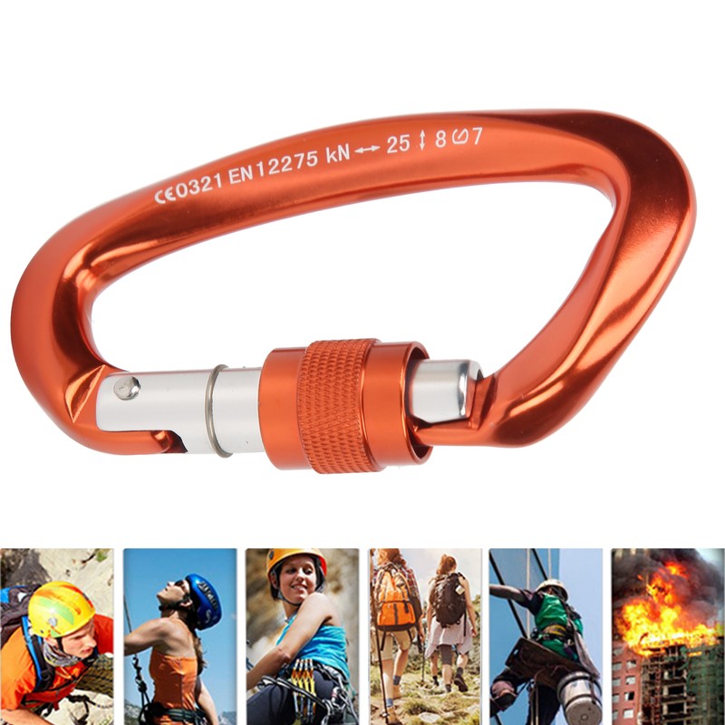 Mountaineering D Locking Carabiner Clips Alloy Heavy Duty Carabiner for