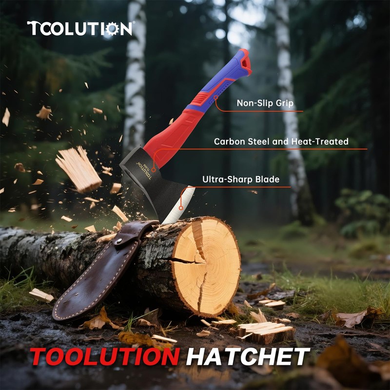 TOOLUTION Camping Hatchet – Outdoor Axe for Wood Splitting, Kindling,