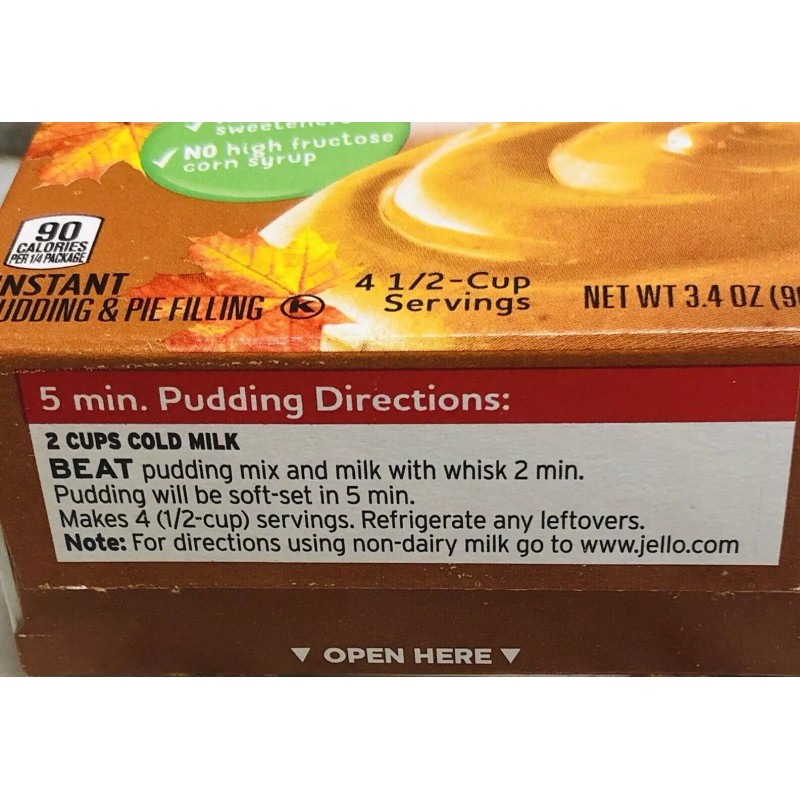 JELL-O Pumpkin Spice Instant Pudding & Pie Filling 3.4 0z-New(See