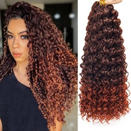 18 Inch 8 Packs Curly Crochet Hair Water Wave Crochet Hair Deep Wave Wavy Braids Beach Curl Crochet Hair For Black Women (18inch, 1B/350)