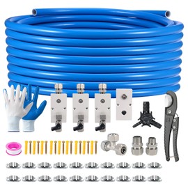 100FT×1/2 Inch Shop Air Line Kit, Compressed Air Line Kit for Garage Rapid Air System, Air Compressor Hose Kit HDPE-Aluminum Piping Leak-Proof & Easy to Install