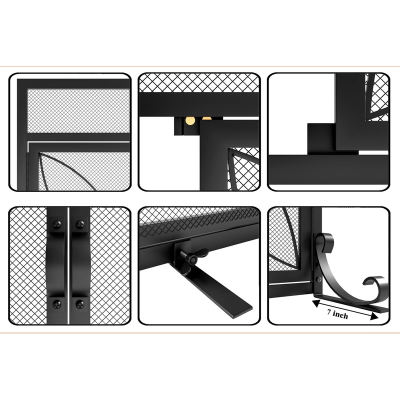 Fire Beauty Fireplace Screen with Magnetic Doors,Large Metal Fire Place