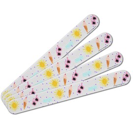 Sun Surf Ocean Beach Ice Cream Pattern Double-Sided Nail File Emery Board Set 4 Pack