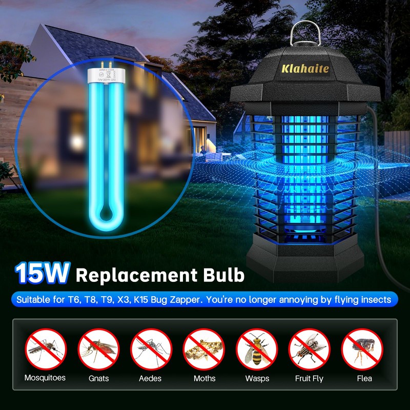 Klahaite Replacement Light Bulb Bug Zapper 15W Bug Light Bulbs