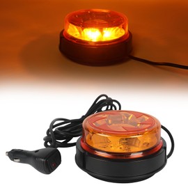 AOHEWEI LED Warning Beacon Light Amber, 4 Flashing & 2 Rotating Patterns 12/24V 16Pcs Led Strobe Lamp with Magnetic Base for Vehicle School Bus Tractor Excavators Truck
