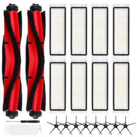 20Pcs Q5 Replacement Accessories Kit Compatible with Roborock Q5 / Q5+ Plus Robot Vacuum, 2 Main Brushes, 8 HEPA Filters, 8 Side Brushes, 1 Cleaning Tool, 1 Screwdriver (Not for Q5 Max)