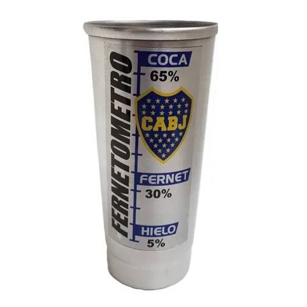 Vaso Fernetero Boca Juniors 1 Litro Highball Glass For Fernet Aluminum Tall Drinking, 1 l / 33.8 fl oz cap