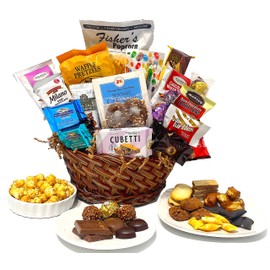Easter Gourmet Gift Basket with Chocolate, Cookies, Candy, and Snacks. Hand-Crafted with premium foods for Kids, Men, Women, Friends, Family, and Teens (22 Piece)