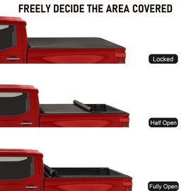 JDMSPEED Soft Roll Up 8FT(96in) Truck Bed Tonneau Cover Compatible with 1988-2007 Chevy Silverado GMC Sierra, Truck Bed Cover with LED Light and 118 inch Waterproof Strips