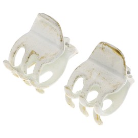 Camila Paris CP2925 French Hair Clips for Women, Small Set of 2 White Gold Girls Hair Claw Clips Jaw. Fashion Durable Styling Hair Accessories for Women, Strong Hold No Slip Grip, Made in France