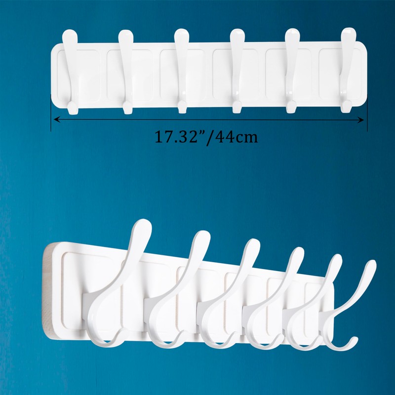 SKOLOO Coat Rack Wall Mount - Wooden White Wall Coat