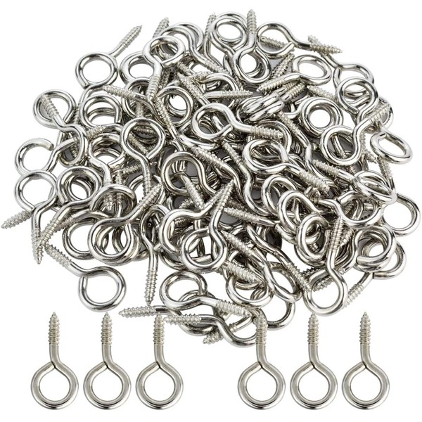 100pcs 1 inch Small Screw Eye, Eye Shape Screw Hooks