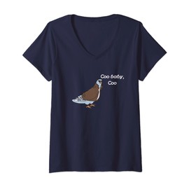 Damen Pigeon Coo Baby Coo Lustiges T-Shirt (dunkel) T-Shirt mit V-Ausschnitt