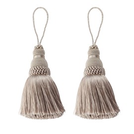 Fenghuangwu Colorful Tassel Key Tassel DIY Accessories for Curtain and Home Decoration-khaki-2PCS