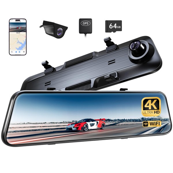 Pelsee P12 Plus 4K Rear View Mirror Camera with ADAS