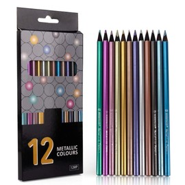12 Colored Pencils, Watercolor Paints Set of 12 Metallic Colored Pencils Watercolor Kit for Painting Oil Colored Pencils