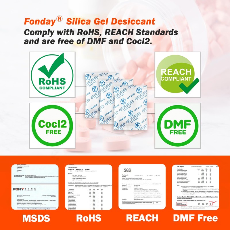 5 Gram 40 Packets Fonday Food Grade Silica Gel Desiccants