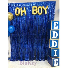 2 Packs Foil Fringe-Backdrop-Blue-3FTX8FT Metallic Door Window Curtain Tinsel Party/Birthday/Wedding/Prom Decoration (Blue)