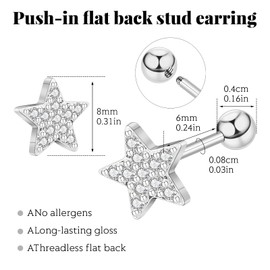 Minimalist Hypoallergenic Cartilage Earrings Set in Gold and Silver - 7 Styles, Copper Material, Surgical Steel, Screw Back, Second Hole Pierced Earrings for Sensitive Ears - Cute 5mm Ball Studs