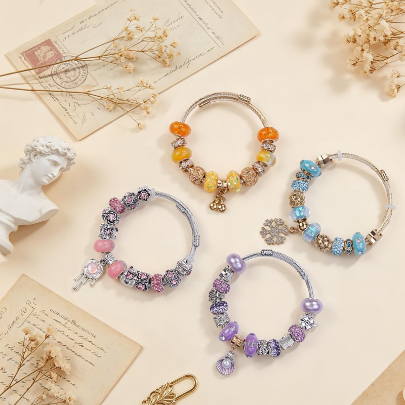 8 Pcs Snake Charm Bracelet Chain Expandable Elastic Charm Bracelet