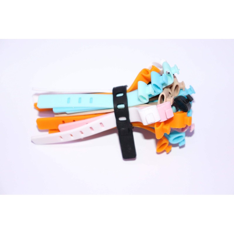 Fgen 30pcs Data Cable Silicone Cable Tie 3 Holes 4