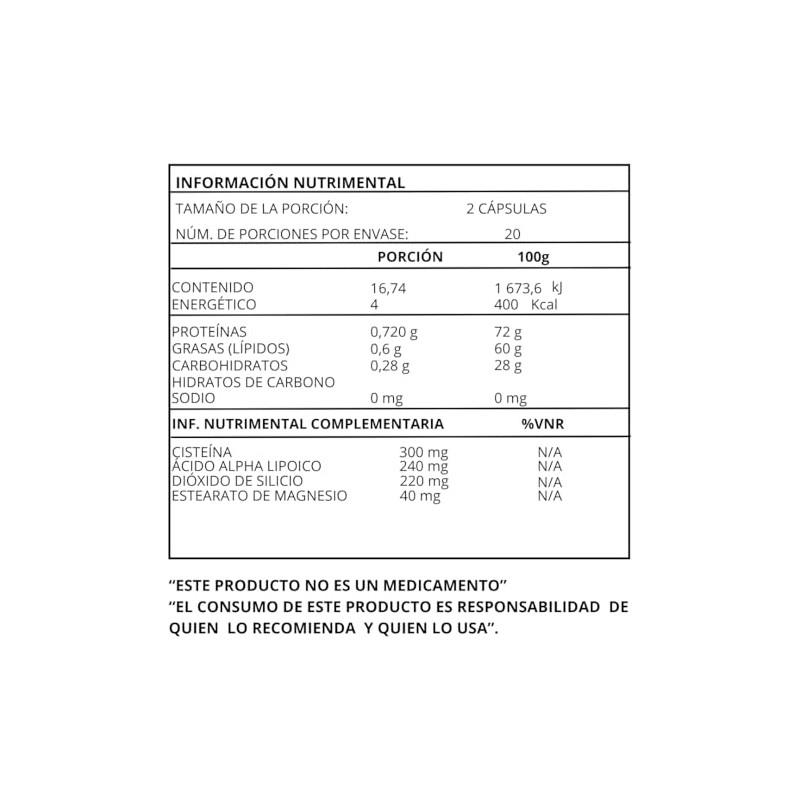 Essential Nutrition Glutation Precursor 40 Cápsulas de 500 mg