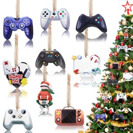 Kathfly 27 Pcs Christmas Video Game Ornament Video Game Controller Video Game Ornament for Christmas Tree Wooden Game System Controller Game Hanging Tag for Video Game Christmas Party (Cool Style)