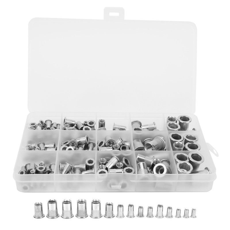150PCS Stainless Steel Vertical Grain Rivet Insert Nut Set M3/M4/M5/M6/M8