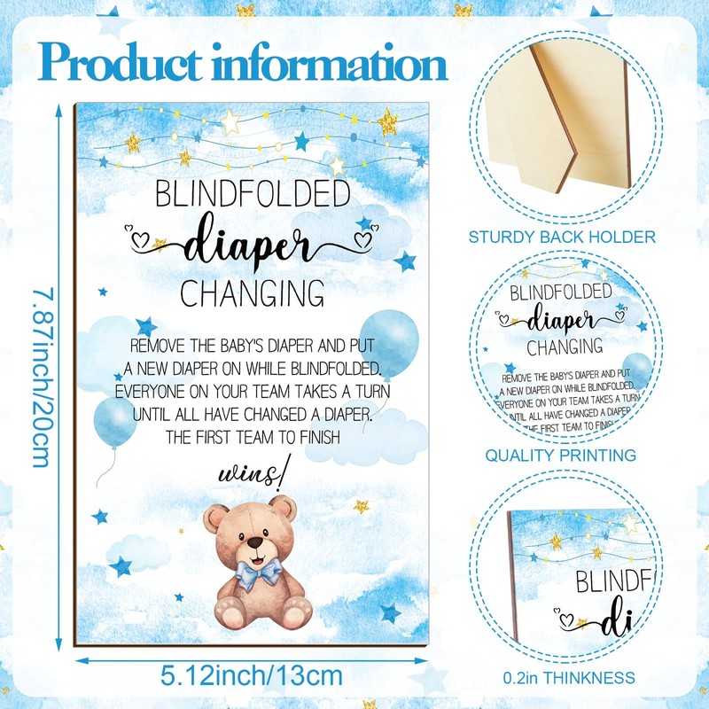 Seeloowy 17 Pcs Baby Shower Game Supplies for Blindfold Diaper