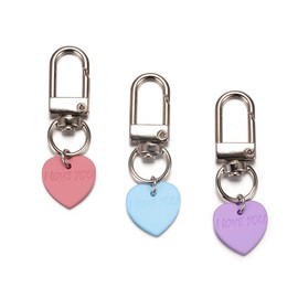 SWJEWEL Cute Heart Shape Keychain 3pcs Set Letter I Love You Valentine's Day Key Chain Small Blue Purple Pink Car Keys Ring Accessories Clip for Women Handbag Purse Backpack HEARTT