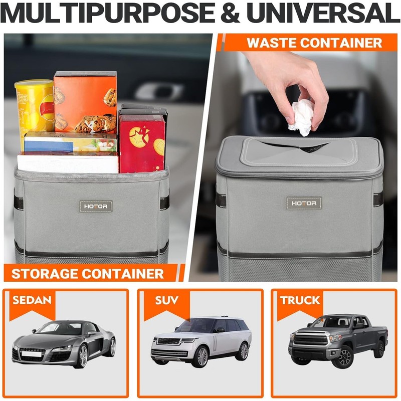 HOTOR Car Trash Can, Multifunctional Car Accessory for Interior Car