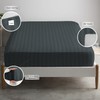 Pizuna Cotton Anthracite Grey Satin Stripe Fitted Bed Sheets Double,
