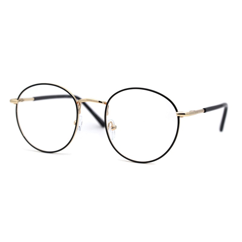 Optical Quality Round Spring Hinge Metal Rim Blue Light Filtering