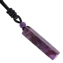 KYEYGWO Cuboid Crystal Pendant for Men and Women, Healing Stone Bar Necklaces, Rectangle Gemstone Chains, Lucky Stone Amulet, Blessing Jewellery with Adjustable Nylon Rope, amethyst Nylon rope,