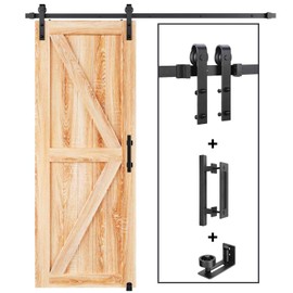 EaseLife 4 FT Sliding Barn Door Track and Handle Hardware Kit,Basic J Pulley, Slide Smoothly Quietly,Easy Install (4FT Track Kit for 24" Wide Single Door)
