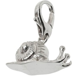 ELEDORO Charm Anhänger Schnecke – Detailreicher Glücksbringer aus 925 Echtsilber, rhodiniert mit Karabiner