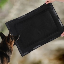 HOMBYS Indestructible Chew Proof Dog Bed with 14 Metal Rivets - Ultra Durable 0.8" Thick Kennel Mat for Aggressive Chewers & Teething Puppies, Waterproof Pet Bed Fits Medium Crates, 35"x22"