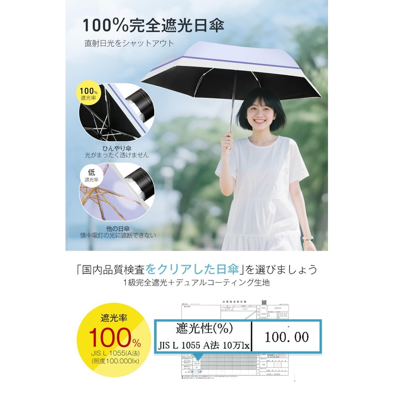 【JIS Certified UV Cut Rate 100% & Complete Light Blocking】Ultra