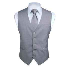 Hisdern Men's Formal Wedding Party Waistcoat, Plain Cotton Waistcoat - lightgrey, size: xl