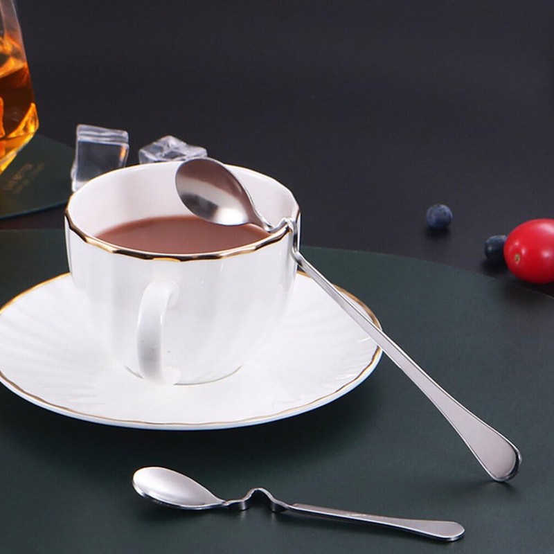 Serving Spoons Stainless Steel 4pcs Hanging Coffee Spoons, Bending Handle