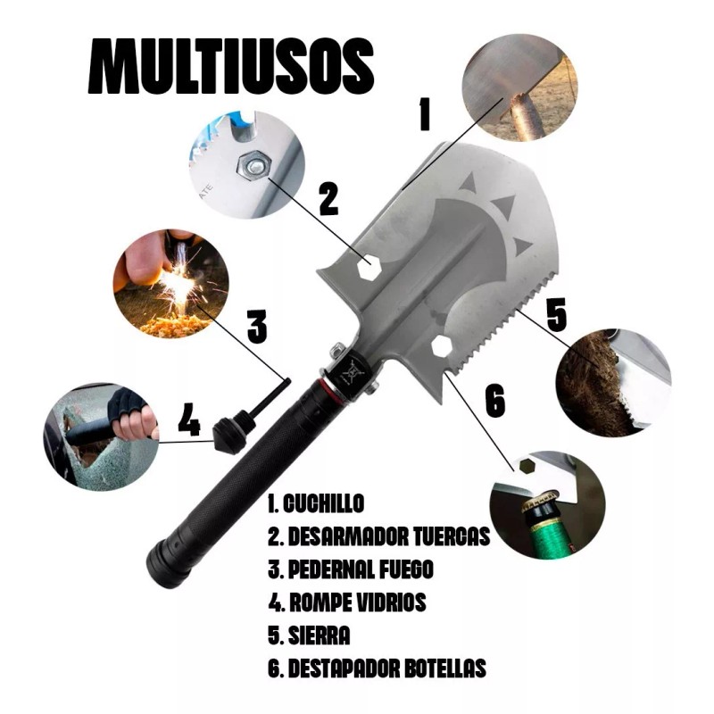 JKL Pala Tactica Serrucho Cuchillo Portatil Supervivencia Campin