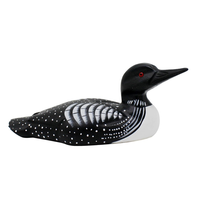 CVHOMEDECO. Primitives Hand Engraving and Painted Wood Loon Farmhouse Figurine