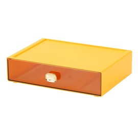 OSteed Spacious Desktop Storage Box, 1 Large Storage Drawer, Stackable Office Desk Drawer Organizer and Accessories, Printer Paper Organizer, Yellow Plastic Drawers for Workspace & Home