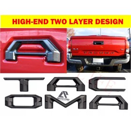 Unbranded Tailgate Insert Letters fits 2016-2021 Toyota Tacoma Badge 3D Gray Black